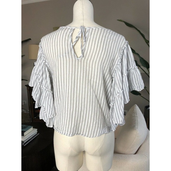 Anthropologie Gray Striped Crop Top - Picture 4 of 6